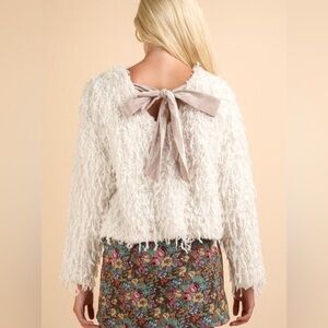 NEW Shaggy Sue Sweater w/ Velvet Bow (CREAM)